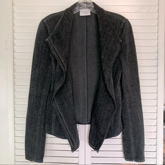 Akris Punto Charcoal Grey/Black side Zip Moto Blazer Jacket Sz 6 - Picture 2 of 9